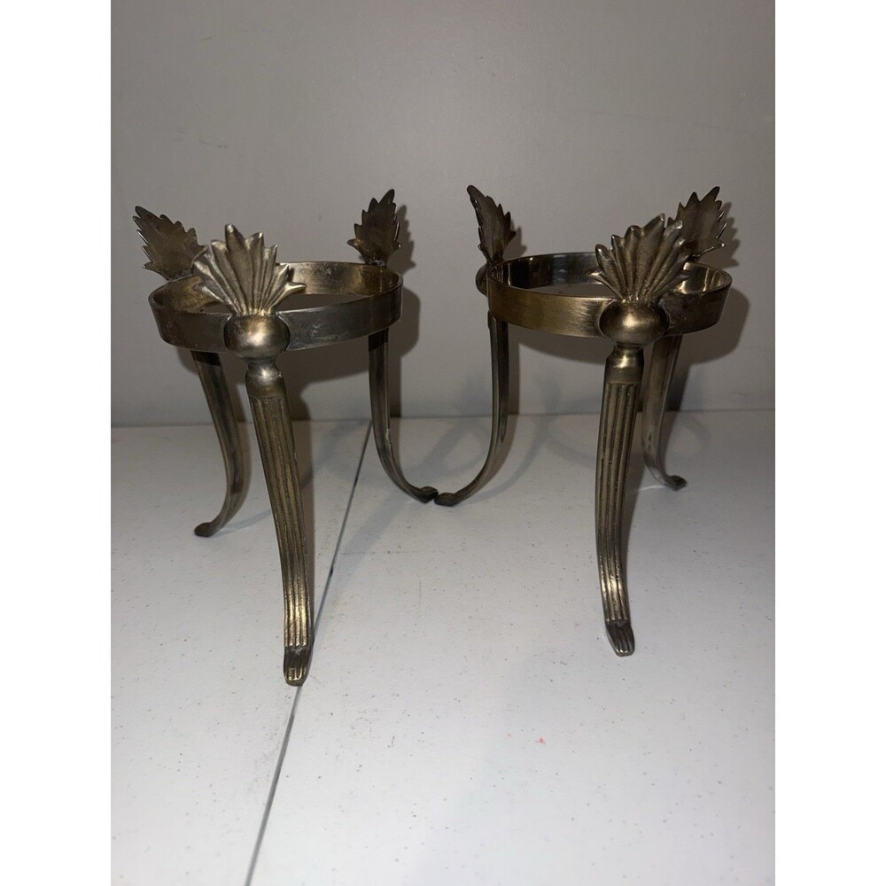 Vintage Pair Ornate BOHO Metal Display stands For Spheres, Bowls Or Candles. - Picture 2 of 5